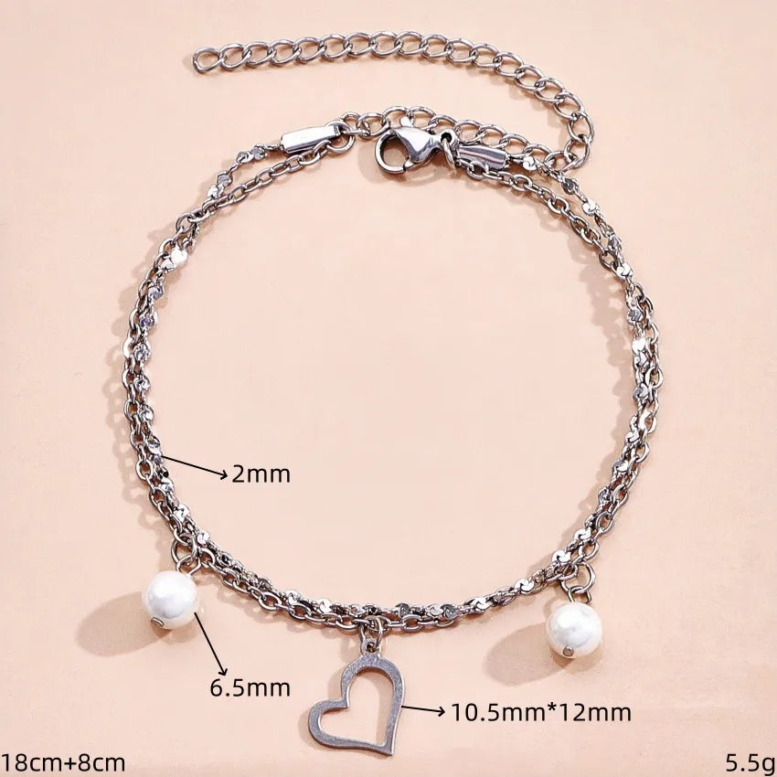 Silver Ocean Charm Layered Bracelet for Women