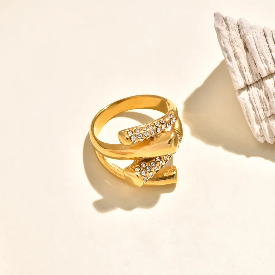 Gold Plated Geometric Zircon Ring for Women 5773101