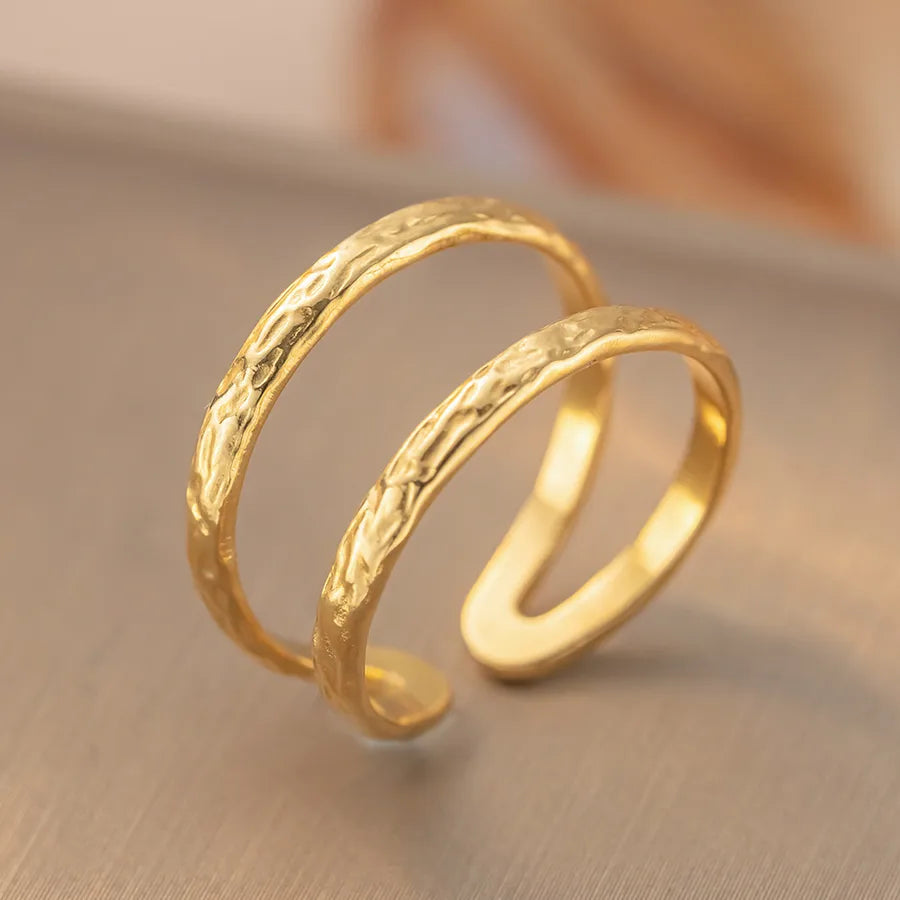 Titanium Steel Geometric Open Ring K393 Gold Ring Adjustable