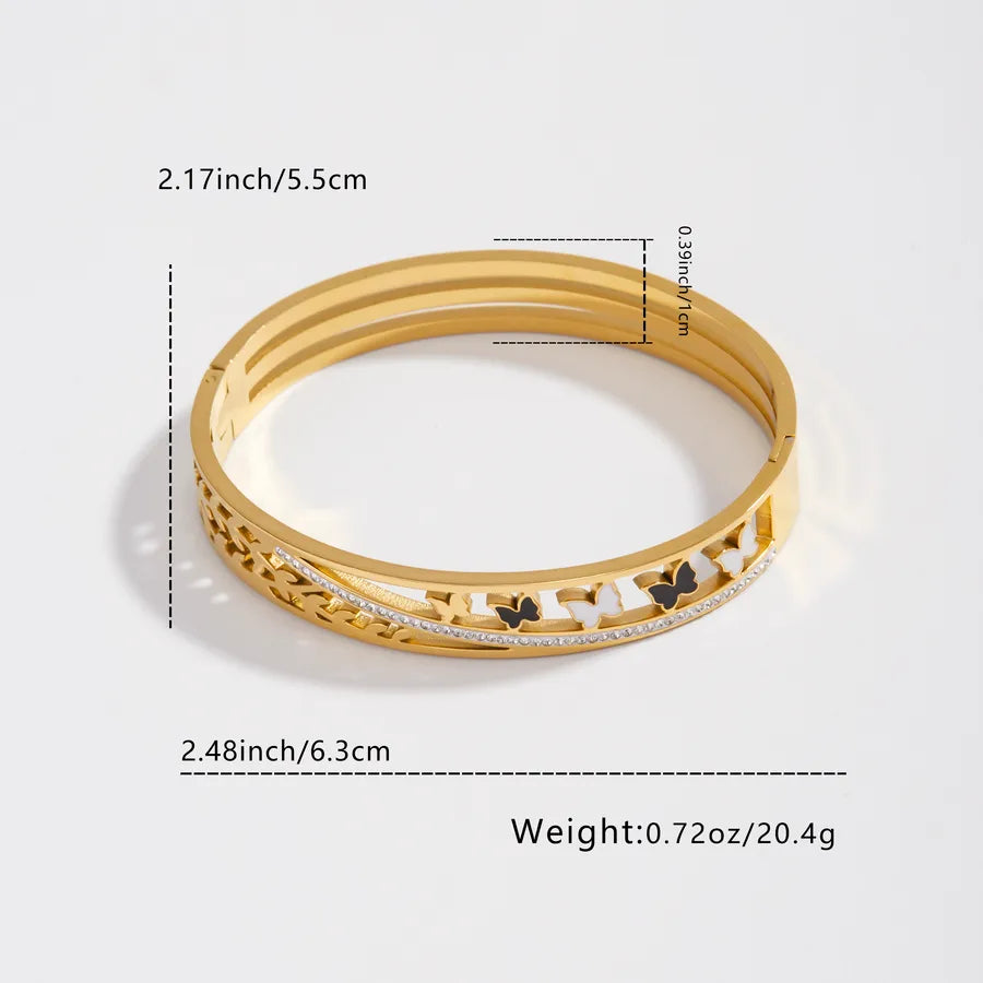 18K Gold Plated Butterfly & Star Stainless Steel Bangle