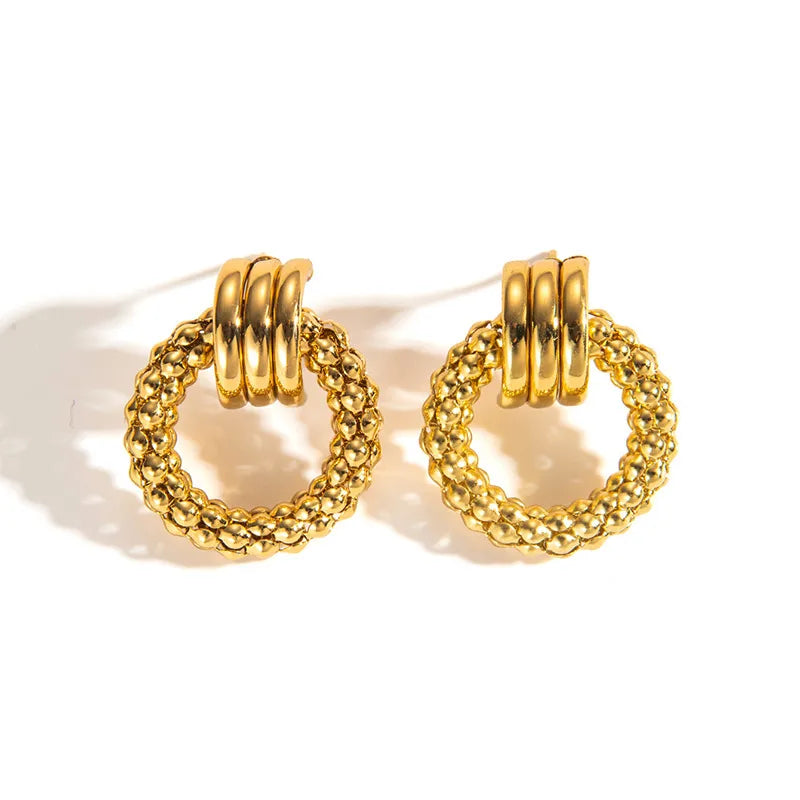 Retro Titanium Steel Hollow Earrings