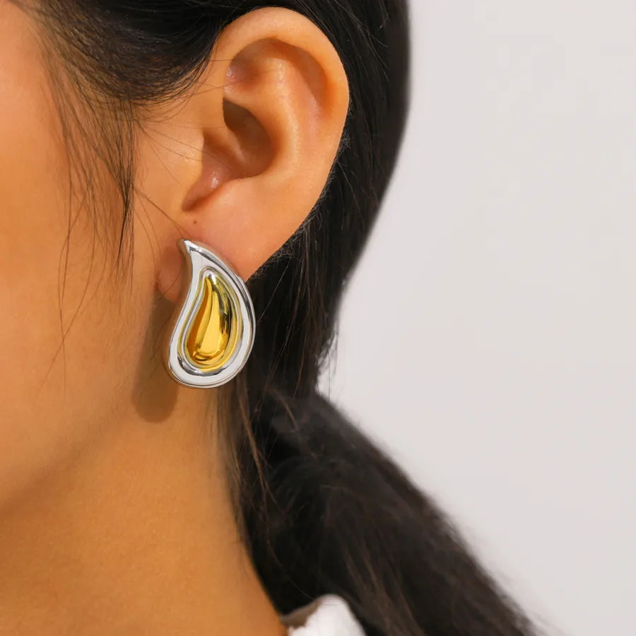Two-Tone 18K Gold Plated Stainless Steel Earrings