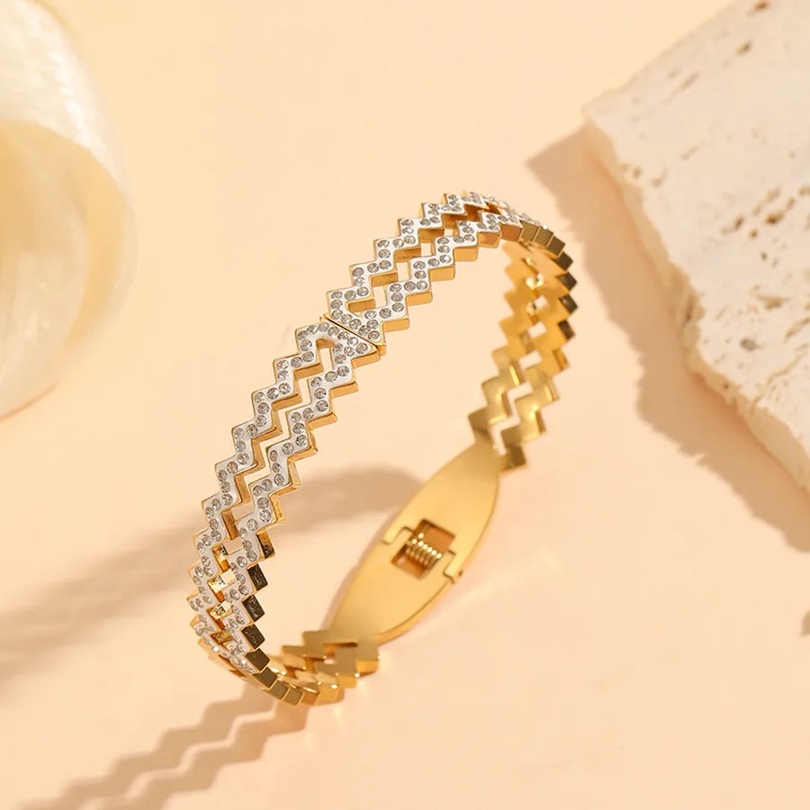 18K Gold PVD Geometric Stainless Steel Bangle