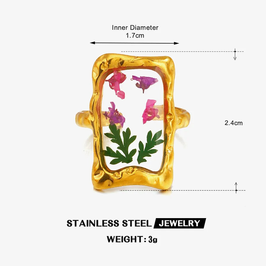 18K Gold Flower Open Ring – Stainless Steel Style 3