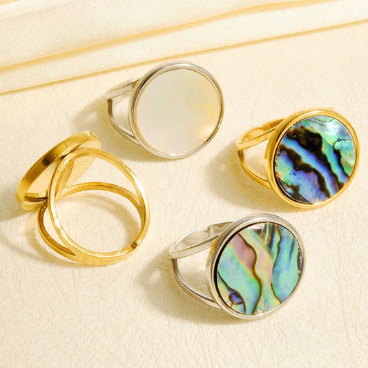 18K Gold Plated Geometric Shell Ring