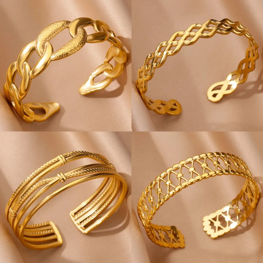 18K Gold Plated Hollow Chain Bracelet for Women