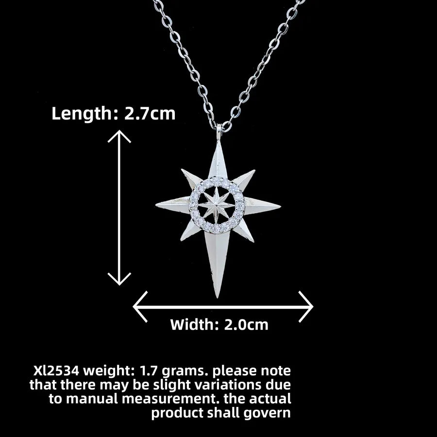 Butterfly & Whale Couple Pendant Necklace XL2534 Octagonal Star Necklace Silver