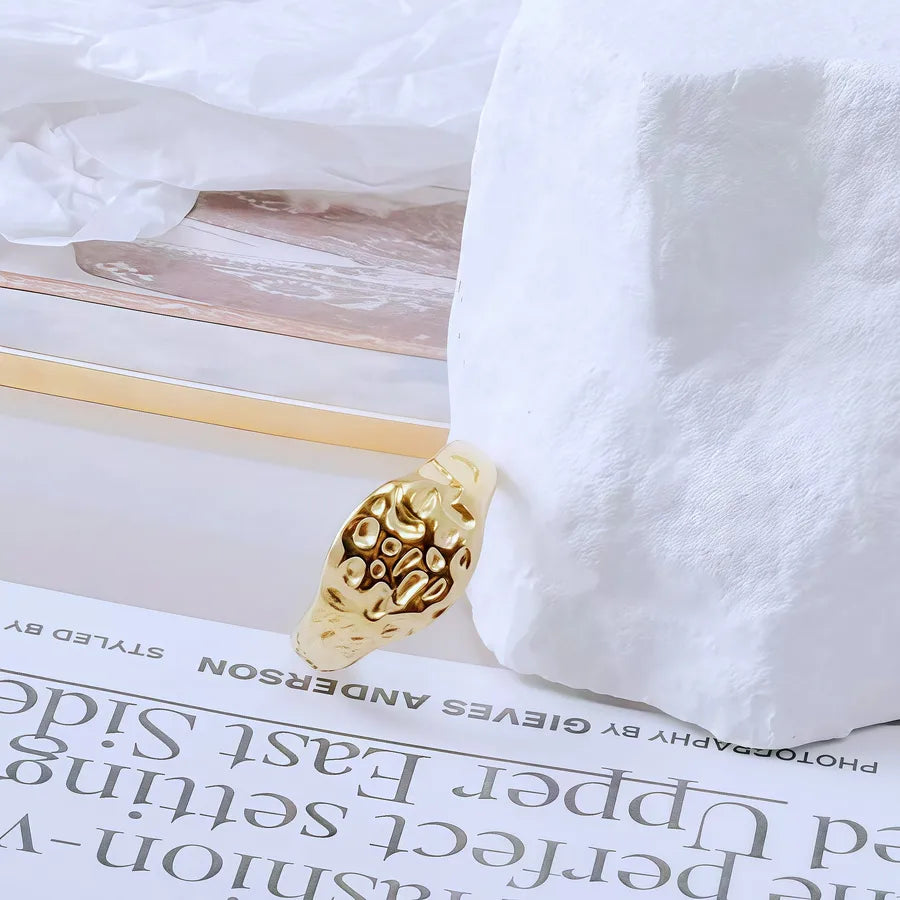 Gold Bamboo Titanium Steel Open Ring Adjustable Opening Golden Hydraulic J76