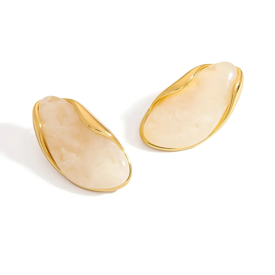 18K Gold Stainless Steel Pearl Stud Earrings