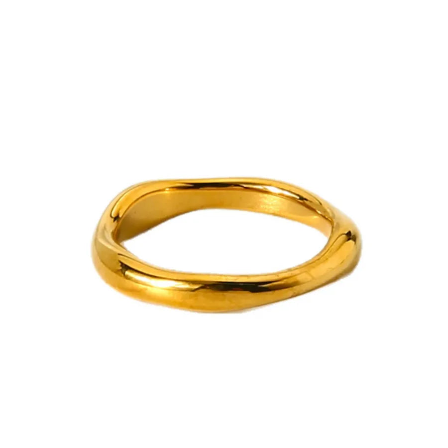 Wavy Edge 18K Gold Plated Stainless Steel Ring