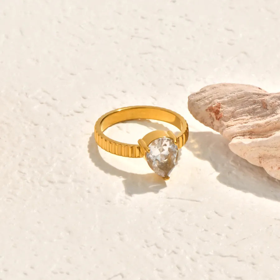 18K Gold Plated Nordic Geometric Stainless Steel Ring Gold 3