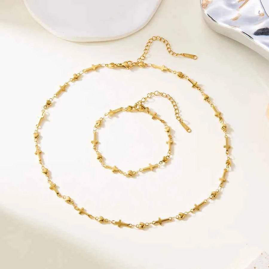 Stainless Steel Cross Pendant Bracelet Necklace