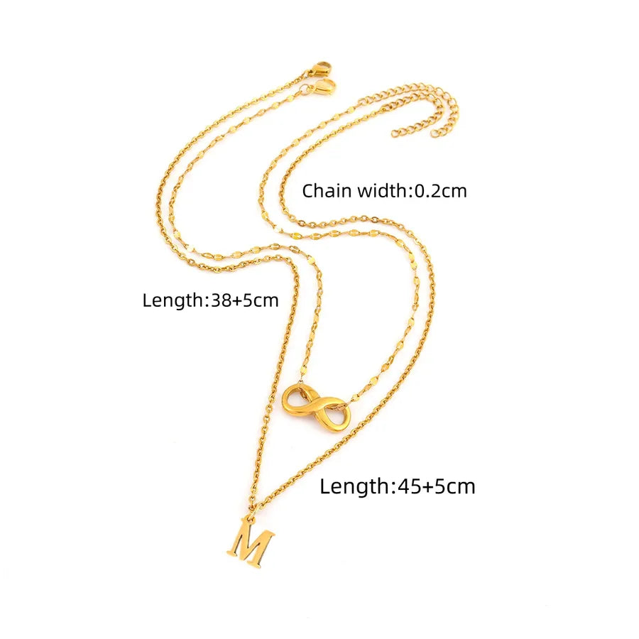 Gold Plated Initial & Infinity Layered Necklace Set Gold m