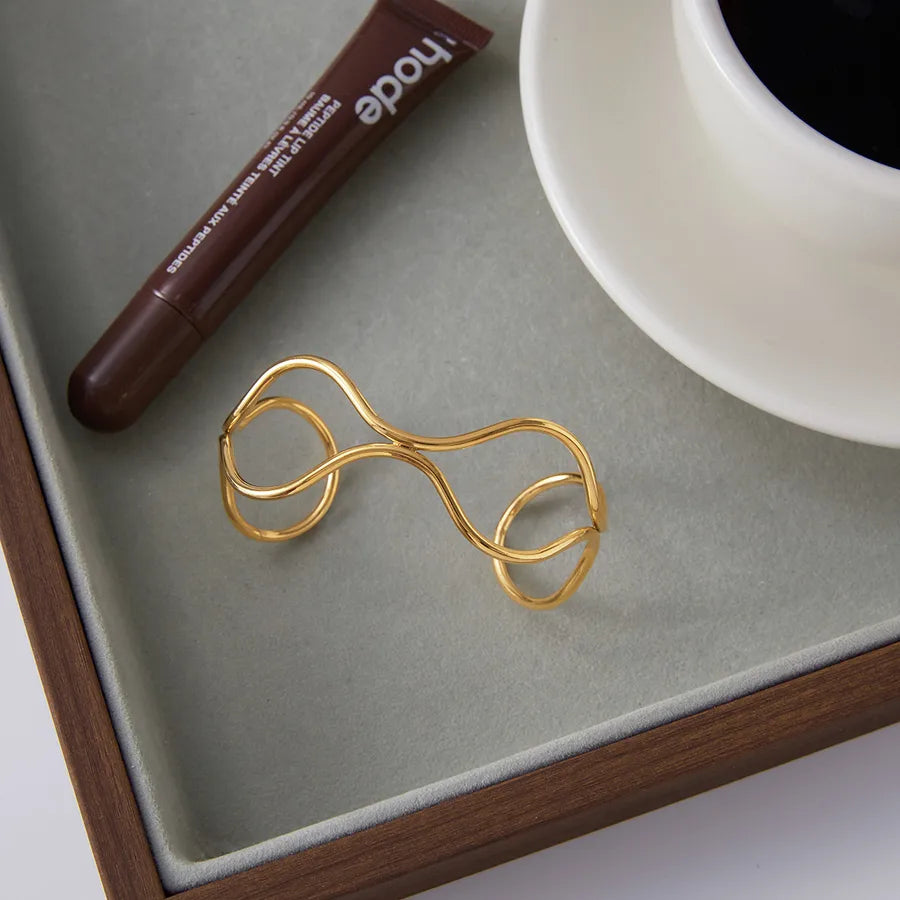 Gold Double Layer Open Bangle Bracelet