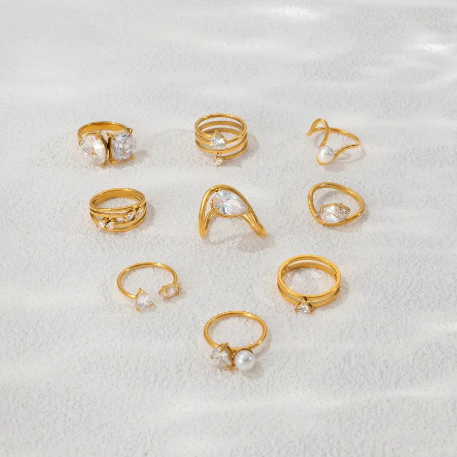 Boho 18K Gold Plated Wave Ring for Women