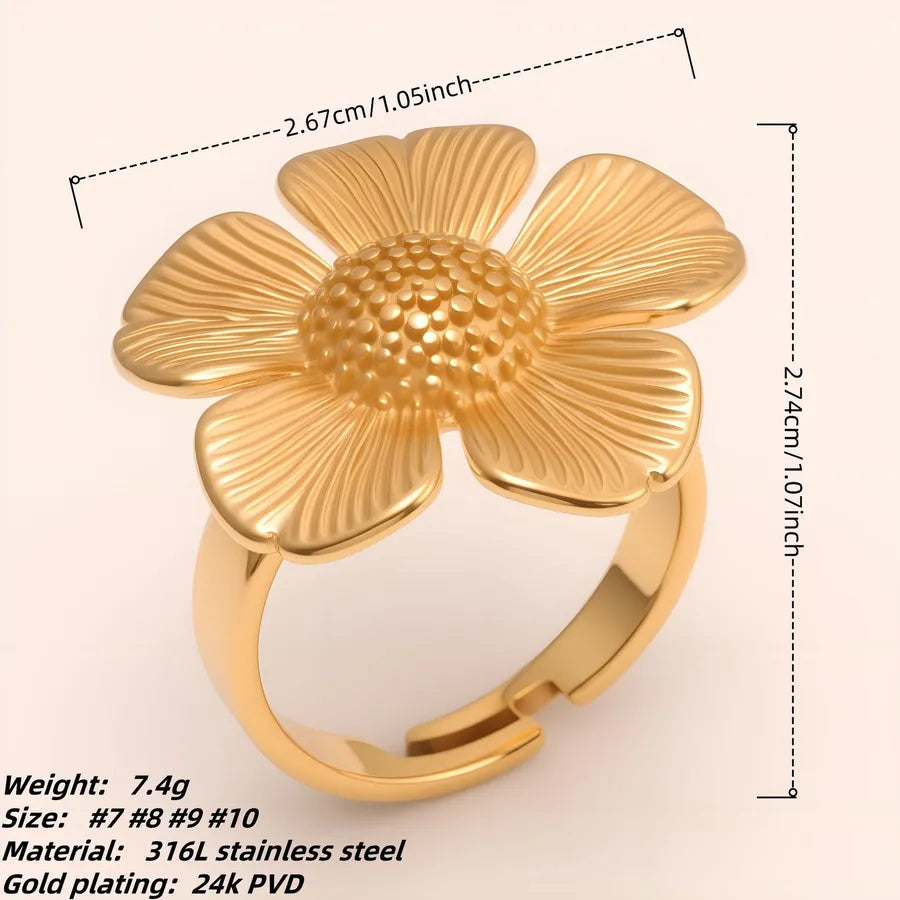Stainless Steel Floral Ring for Women