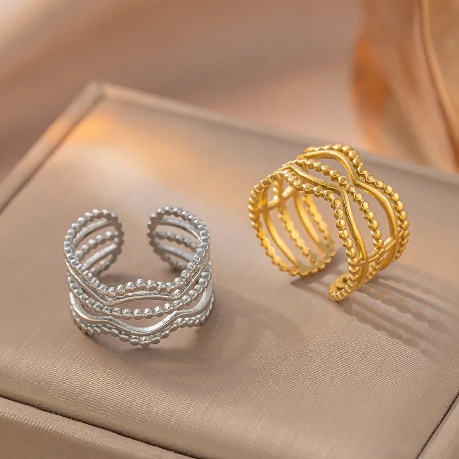 18K Gold Geometric Titanium Steel Open Ring