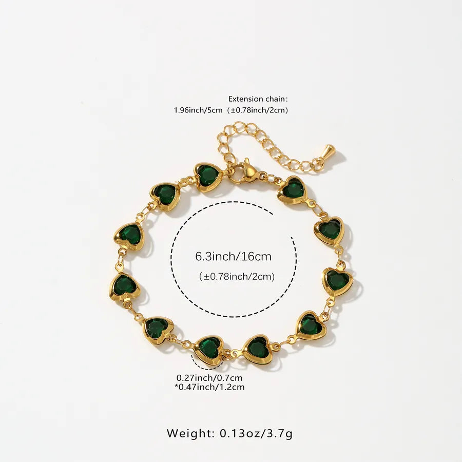 Gold Heart Bracelet with Crystal Accent