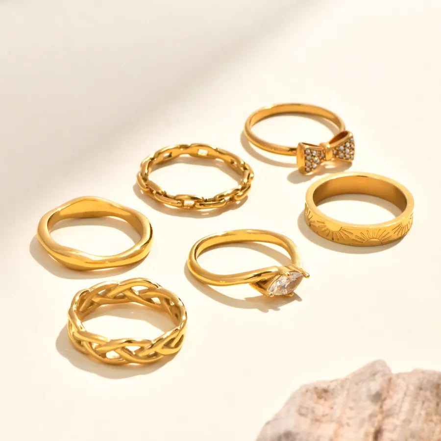 18K Gold Butterfly Knot Titanium Ring