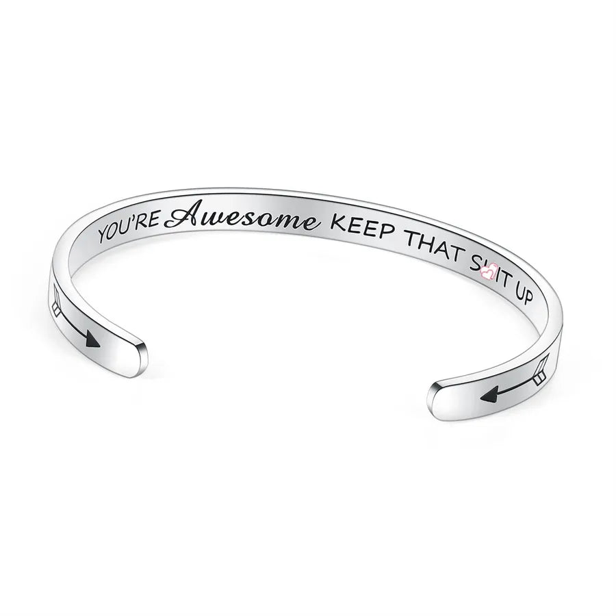 Retro Heart Stainless Steel Bangle 101-You Are Awesolide Keep That Shit Up