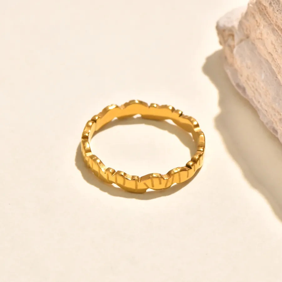 Gold Plated Asymmetric Heart & Wave Ring Gold 2