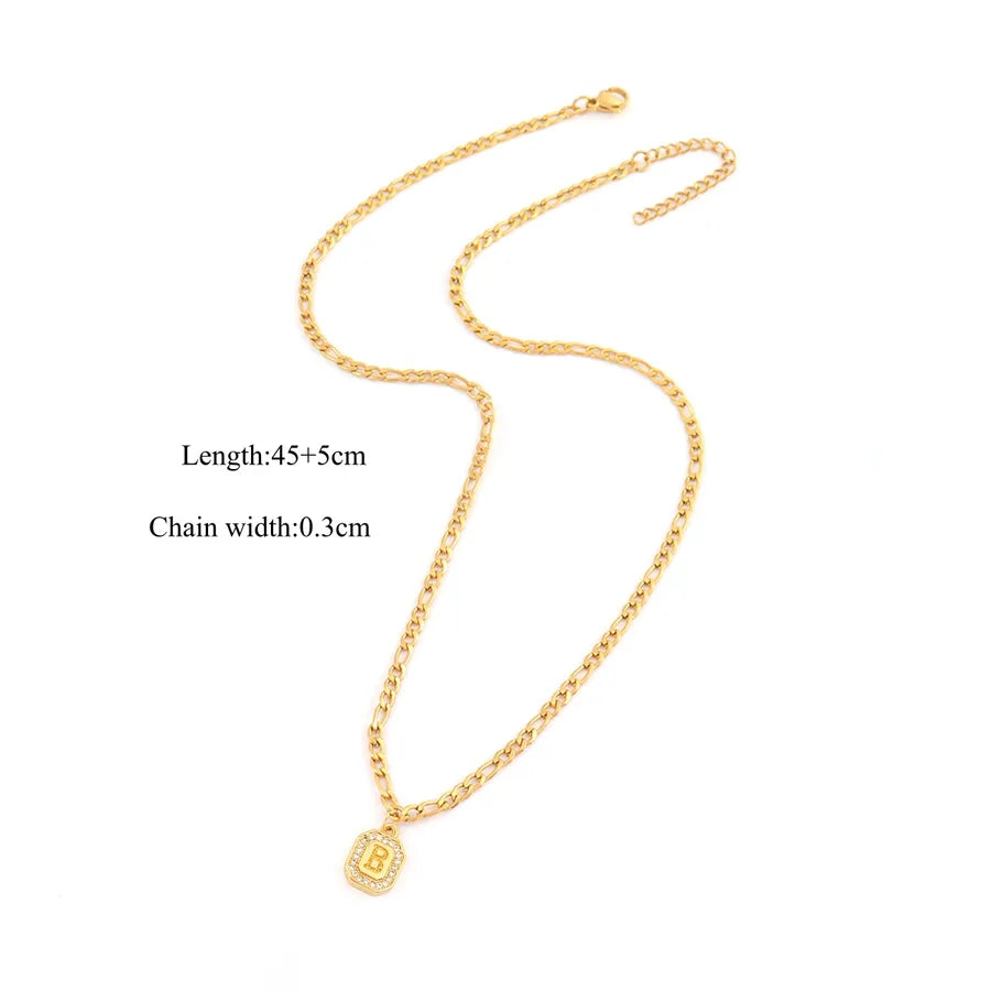 18K Gold Plated Letter Pendant Necklace Gold B