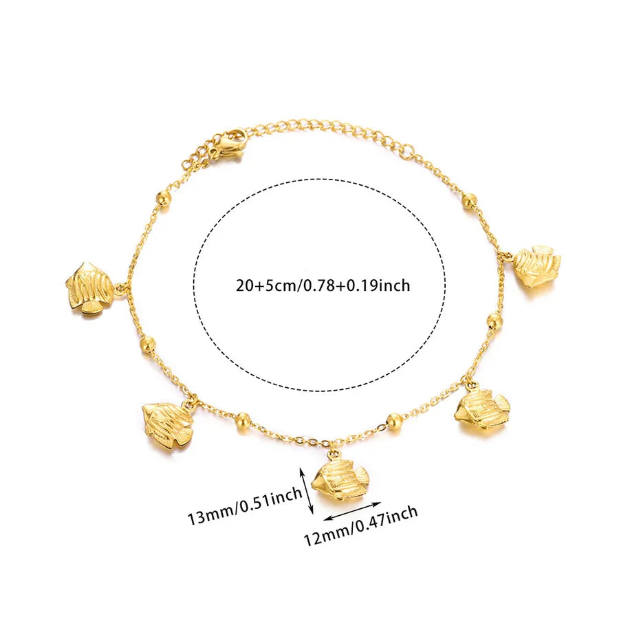 Gold Ocean Anklet with Dolphin & Starfish Charms 2