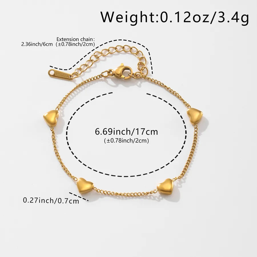 18K Gold Plated Heart Chain Bracelet