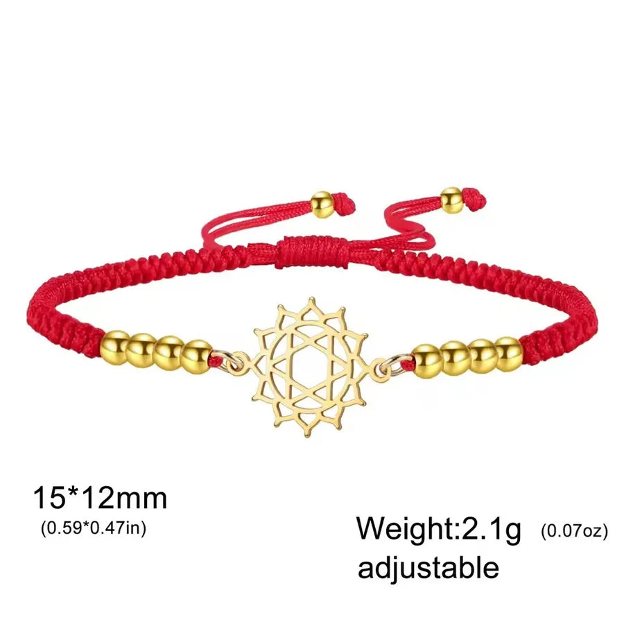 Mandala Lotus Red Rope Bracelet Element 5- Gold with Red String