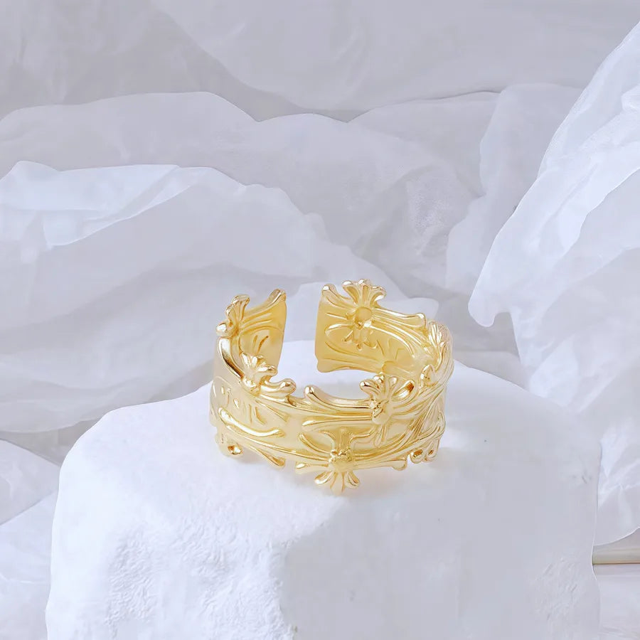 Gold Bamboo Titanium Steel Open Ring Adjustable Opening Golden Hydraulic J26