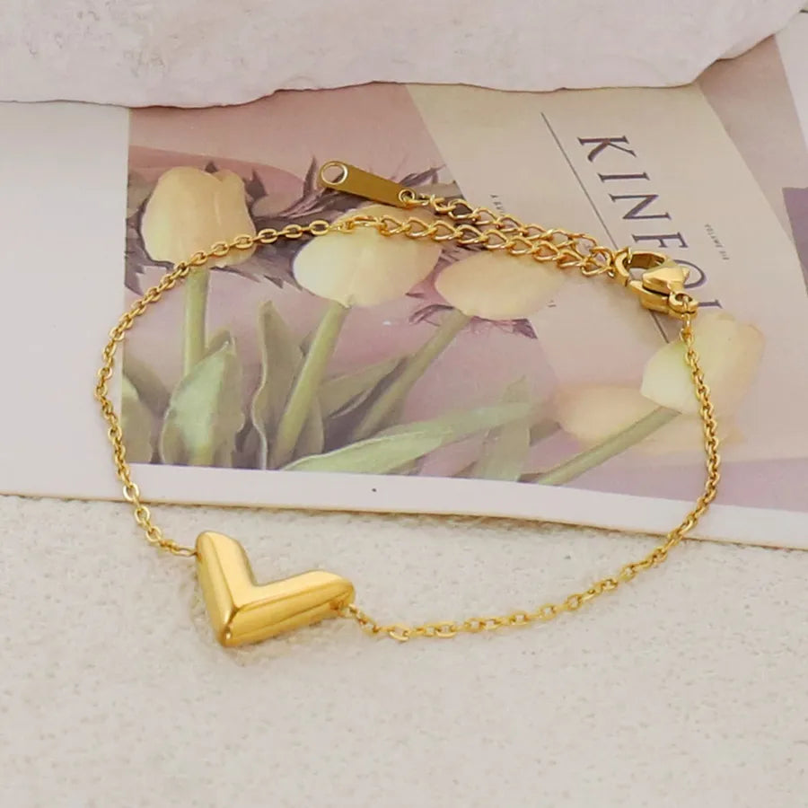 Gold Plated Stainless Steel Asymmetric Bracelet Average Size Gold Style 52