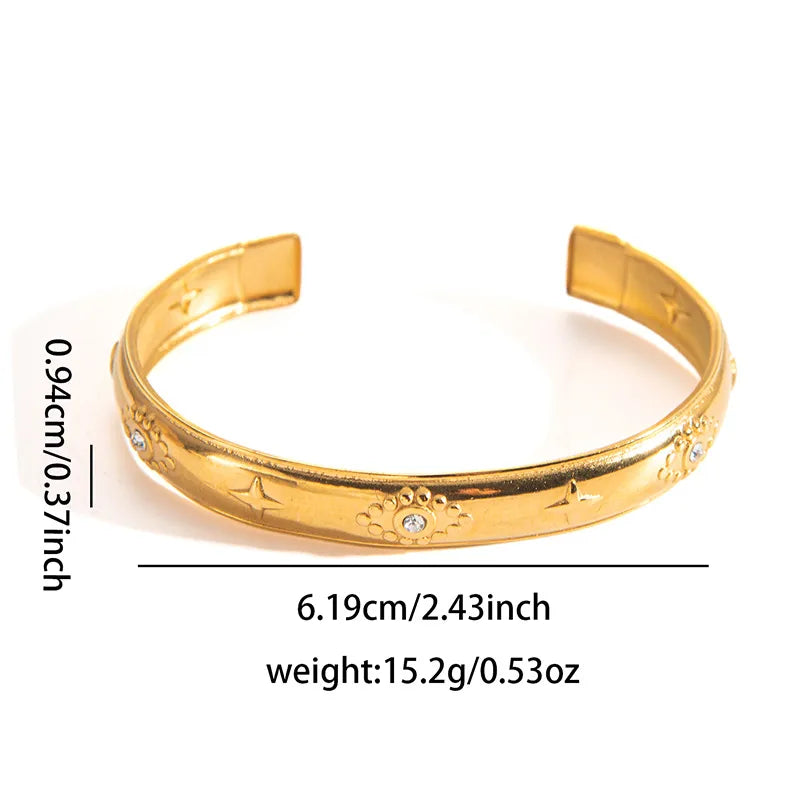 Men's Gold Stainless Steel Vintage Open Bangle B0208