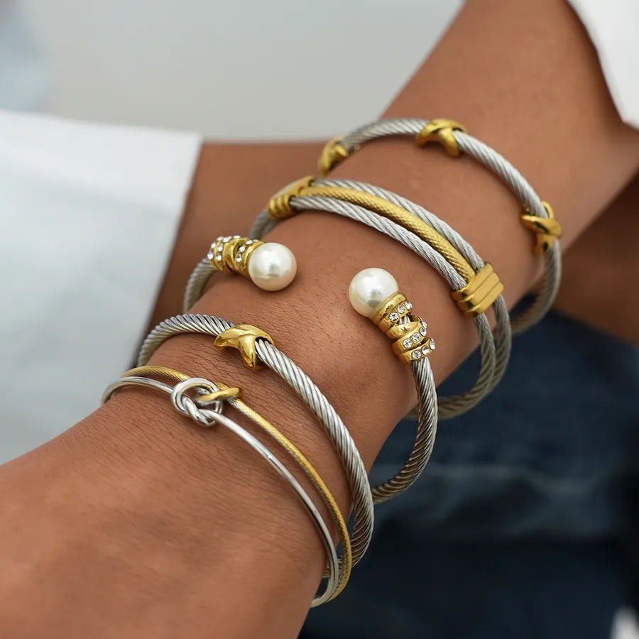 18K Gold Plated Stainless Steel Open Bangle