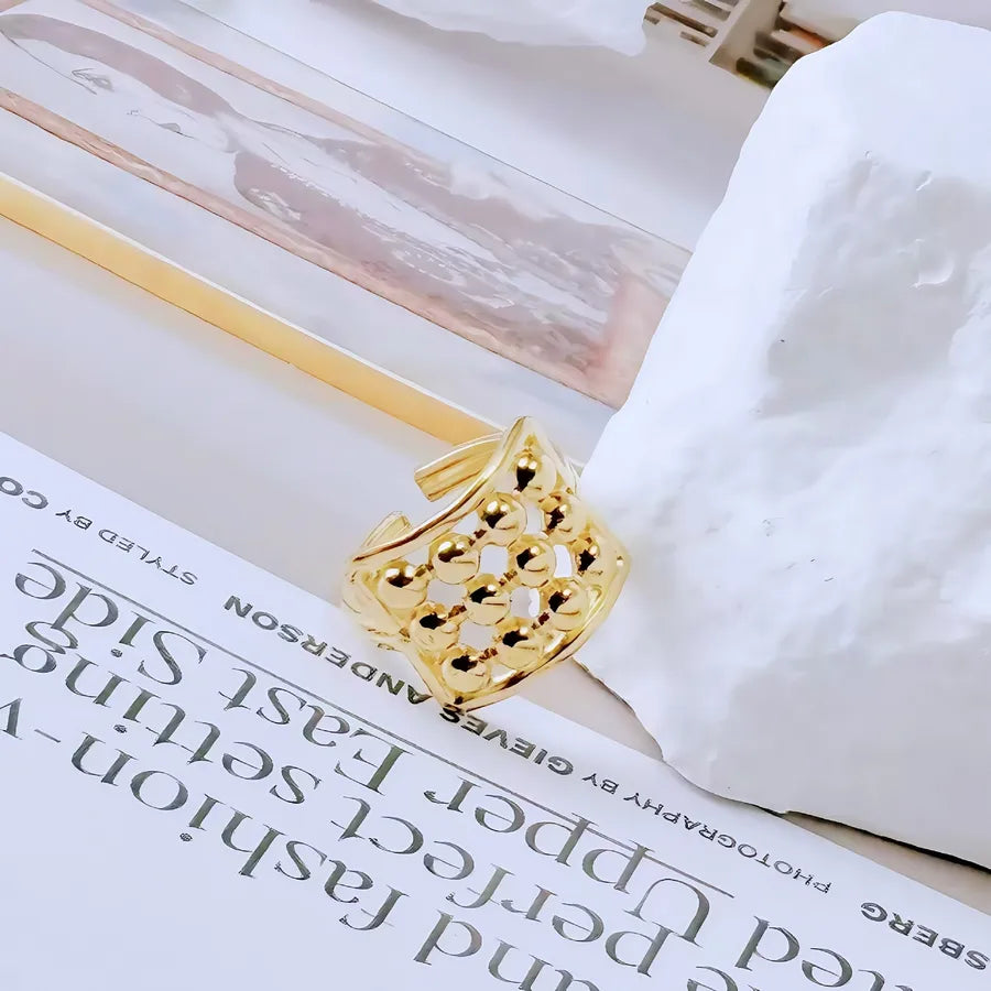 Gold Bamboo Titanium Steel Open Ring Adjustable Opening Golden Hydraulic J88