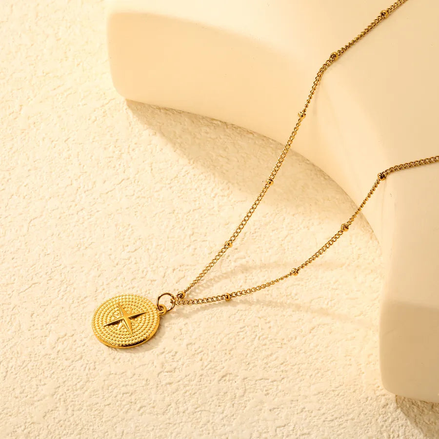 Stainless Steel Eight-Pointed Star Pendant Necklace