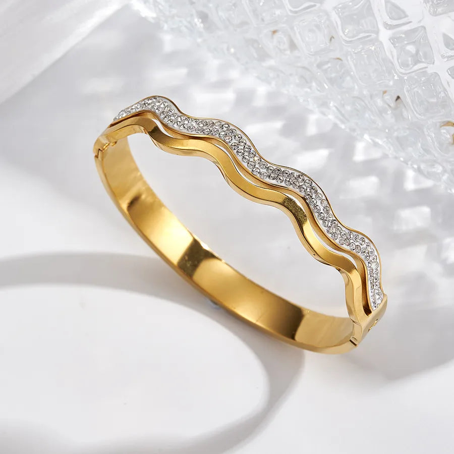 18K Gold PVD Open Bangle Bracelet for Women