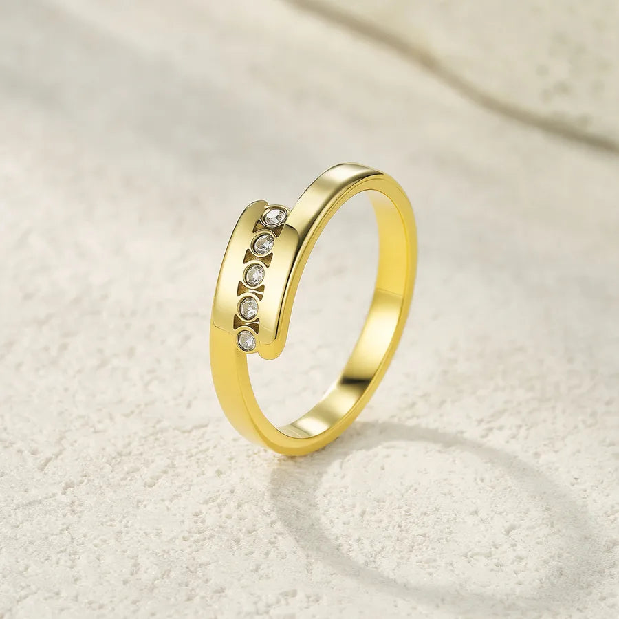 Gold Geometric Cross Ring in Stainless Steel Gold JZ7218