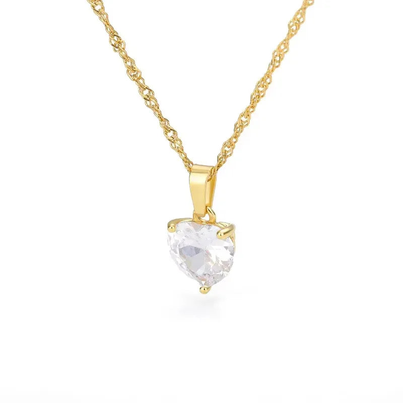 Heart-Shaped Zircon Pendant Necklace for Women