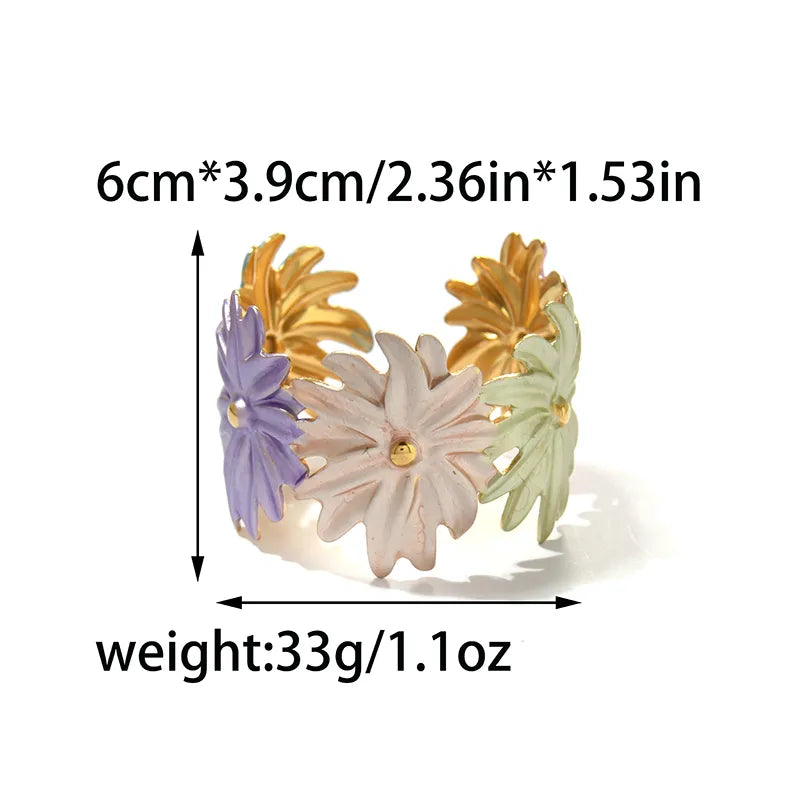 18K Gold Plated Eye & Flower Stainless Bracelet B0675-02