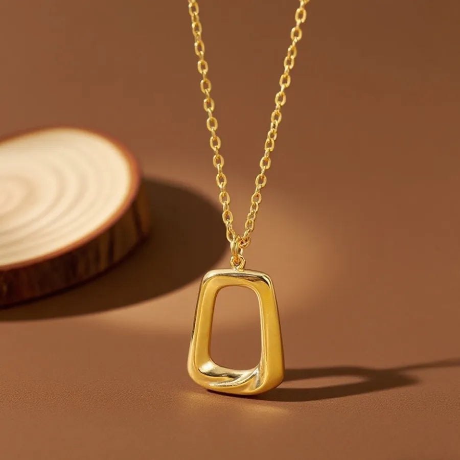 Elegant Titanium Steel Pendant Necklace X0361-Geometric Trapezoid-Necklace- Gold