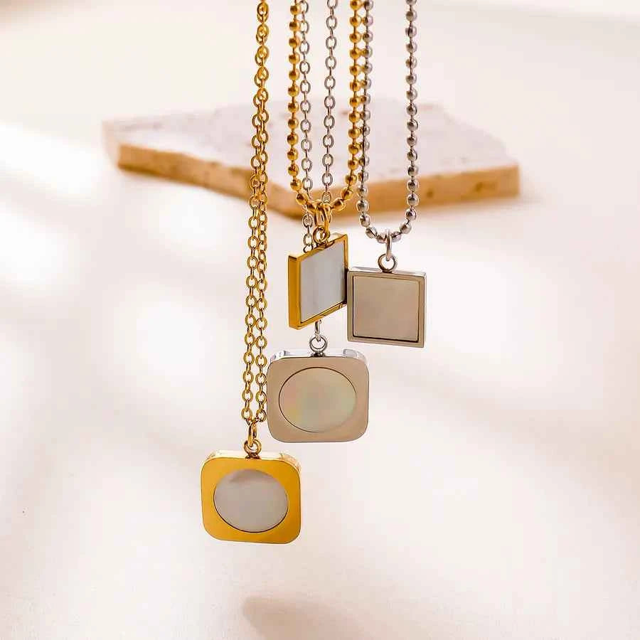 18K Gold Plated Geometric Book Pendant Necklace