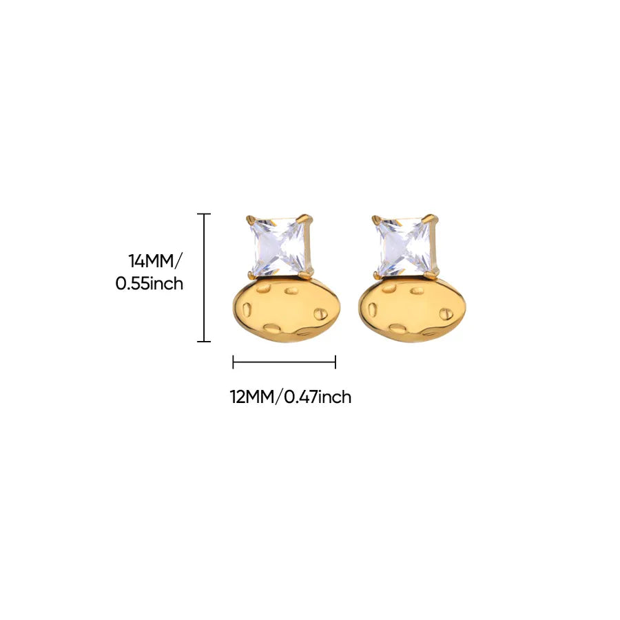 Colorful Pearl & Zircon Stud Earrings – 18K Gold 19