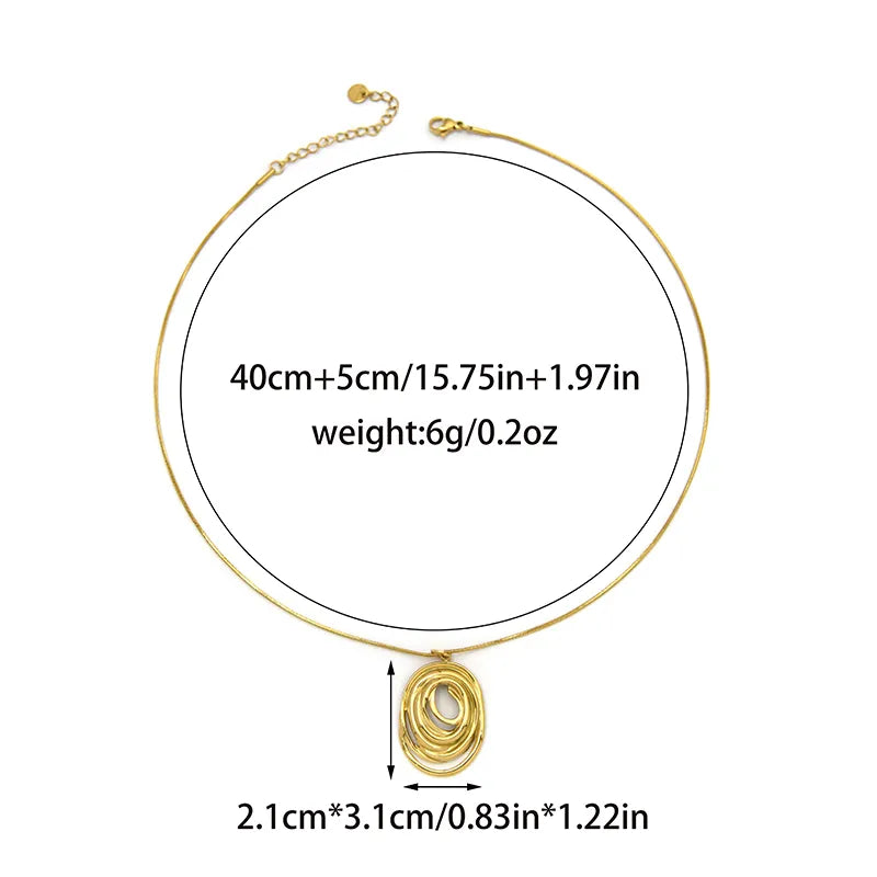 Gold Geometric Spiral Pendant Necklace Gold