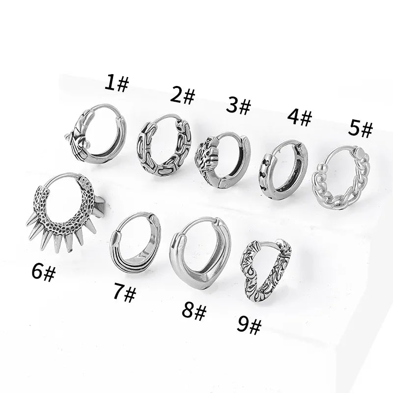 Unisex Silver Stainless Steel Clip-On Hoop Earrings