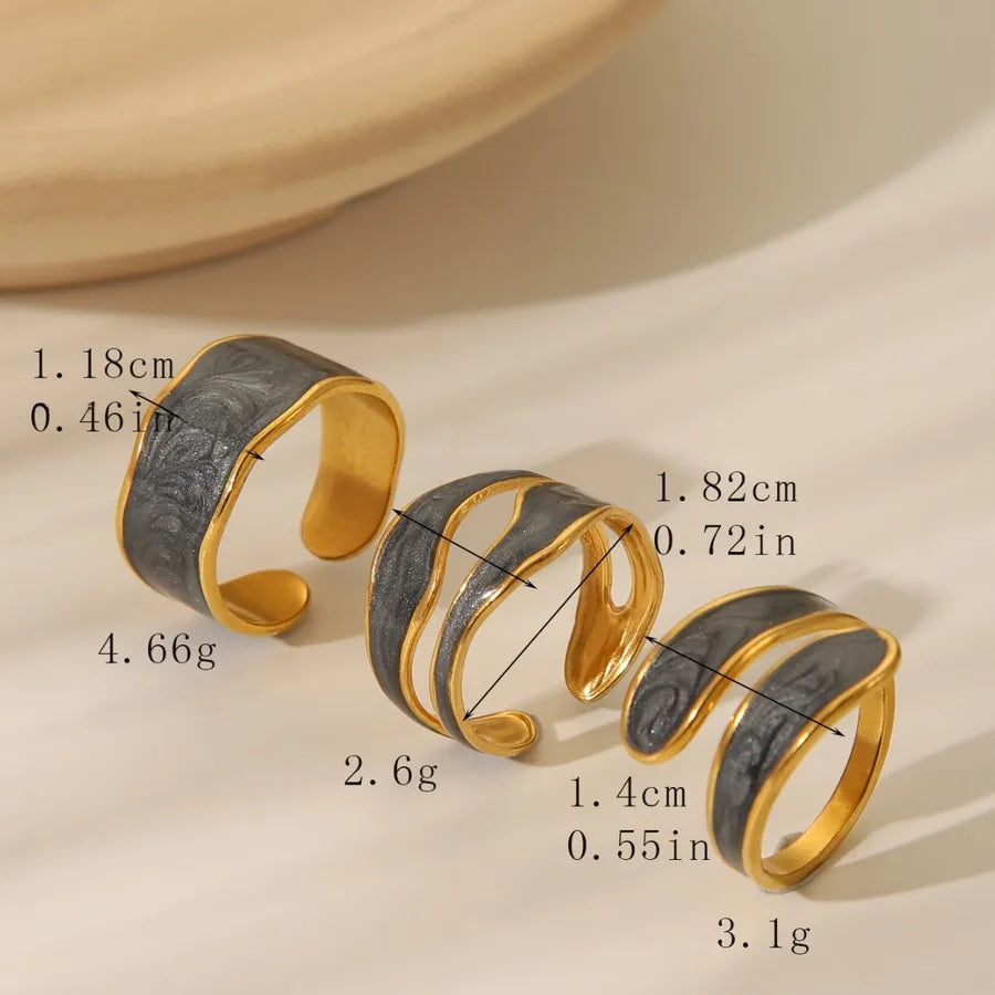 Retro Irregular Gold Stainless Steel Ring