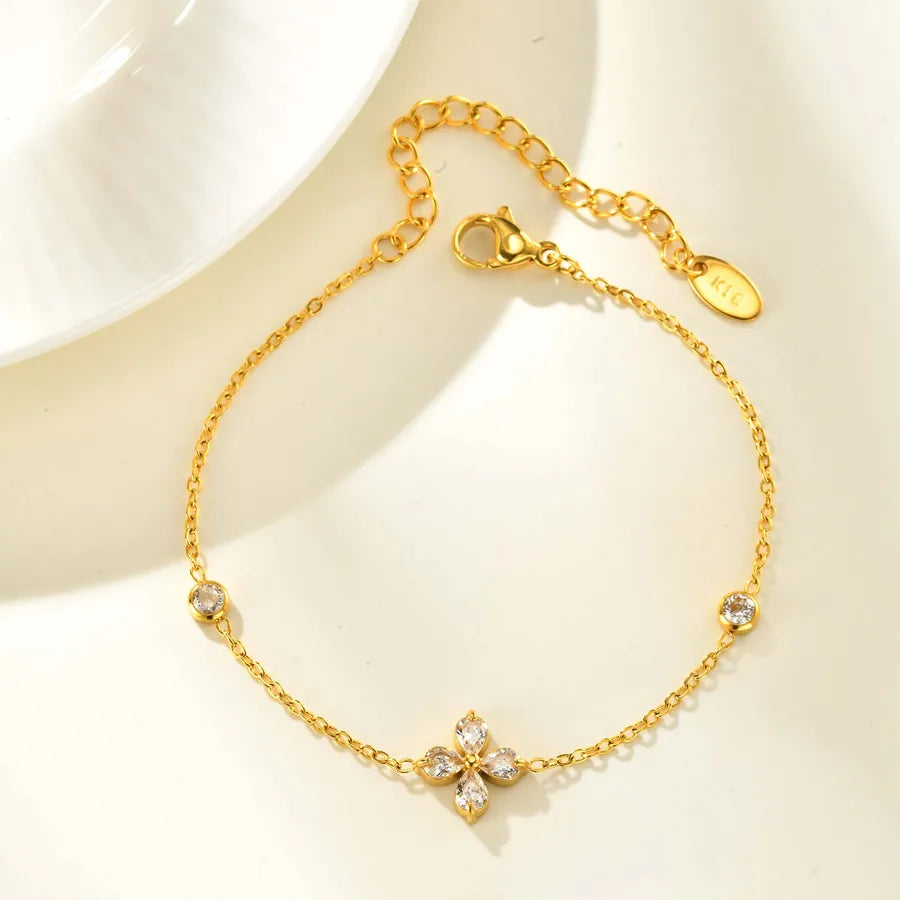 Elegant Zircon Flower Bracelet for Women