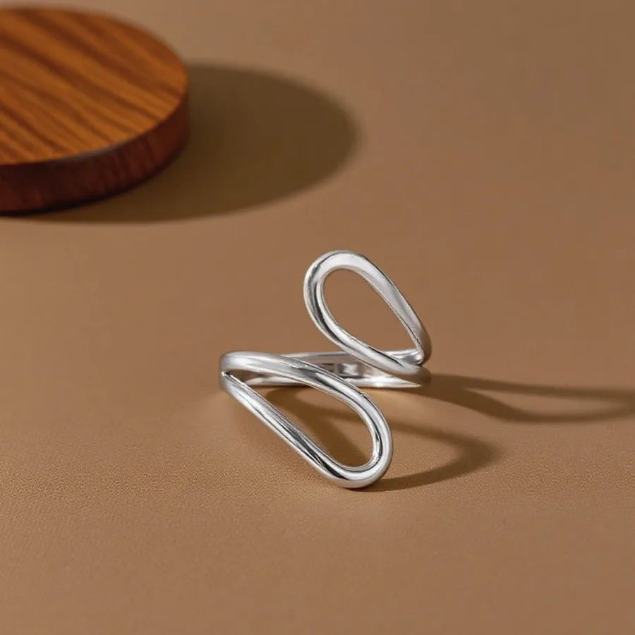 Colorful Titanium Steel Geometric Heart Ring Z0163-Cross Hollow-Ring-Steel Color