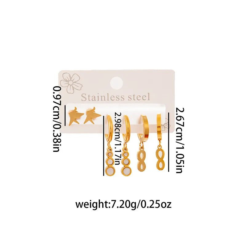 Titanium Steel Heart Earrings for Women 8-character Earring Set 0991