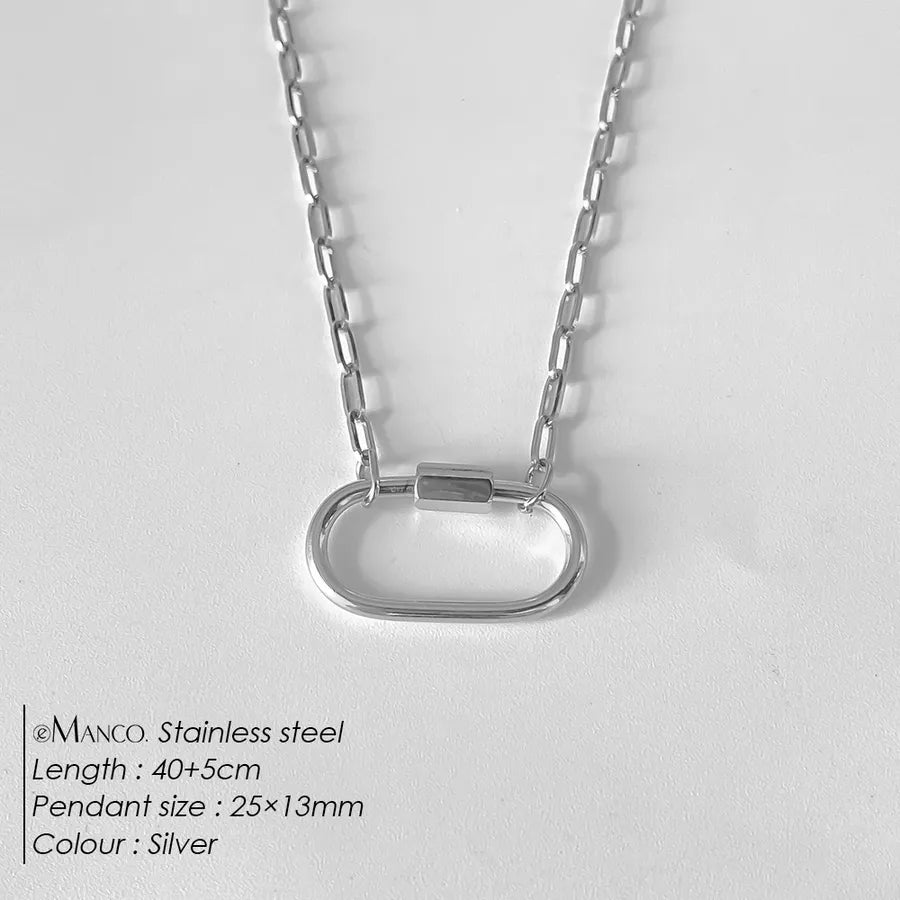 Geometric Pearl Stainless Steel Pendant Necklace XNL0047 Steel Color