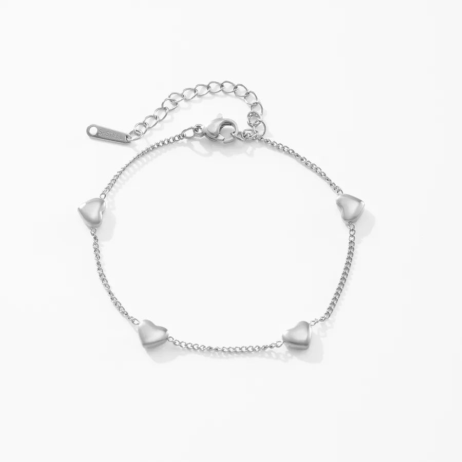 18K Gold Plated Heart Chain Bracelet Silver